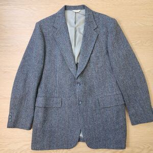 Dobbshire Sport Coat 42 Long Gray Tweed Herringbone Wool Blazer Office Jacket